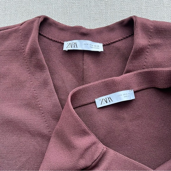 ZARA Khaite Inspired Brown 2-Piece Cardigan Sweater & Skirt Outfit Set - Picture 15 of 16